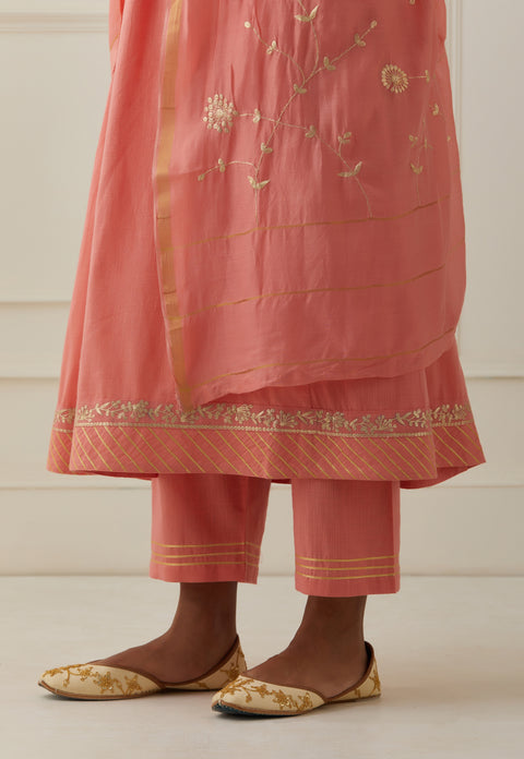 CANDY PINK CHANDERI DUPATTA WITH PITTAN FULL JAAL