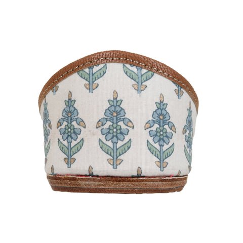 Bluebell - White  Block Print With French Knot Embroidery Blue Flowers  & Combo Back Jutti