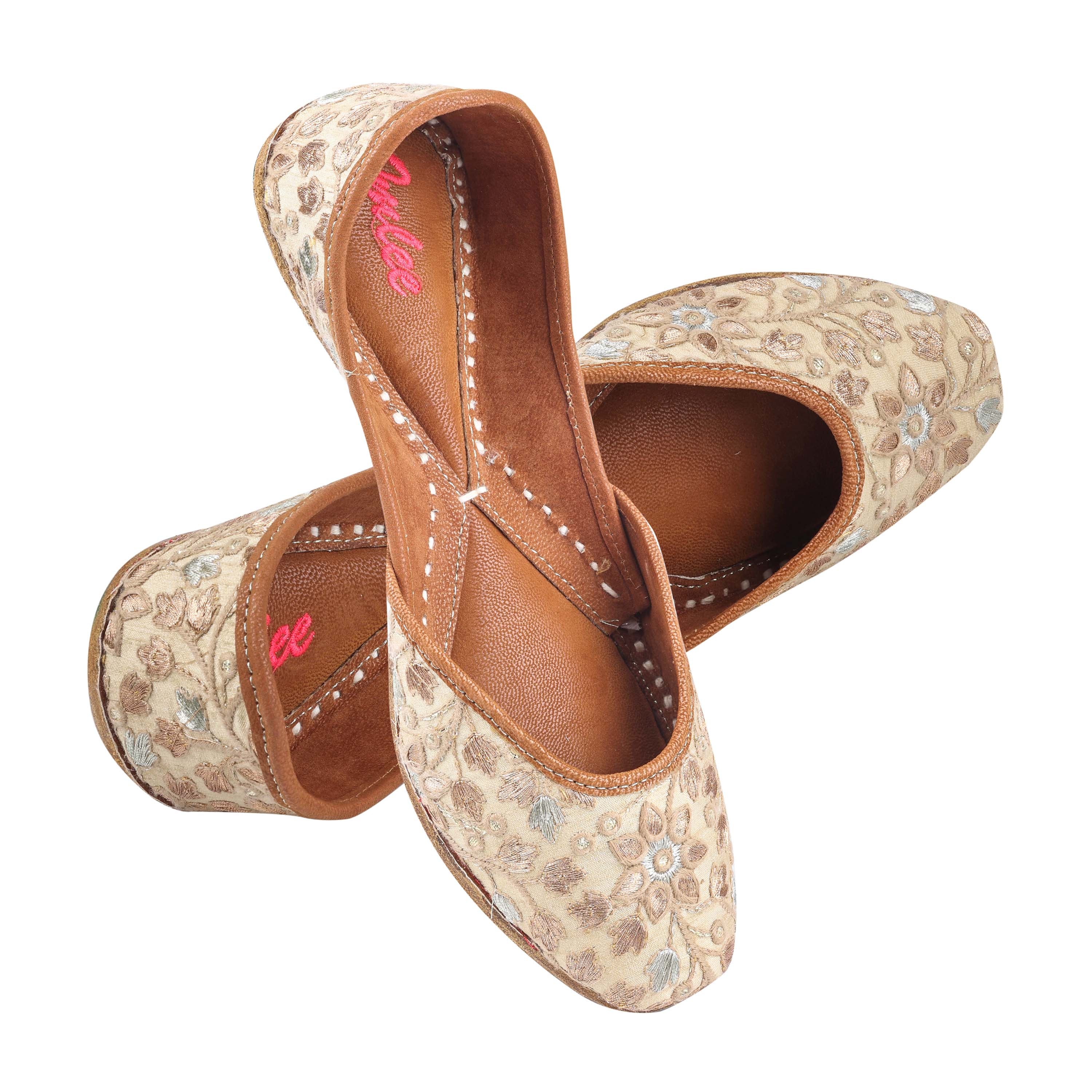 Buy Off white Leather Jaipuri Jutti Online at Low Price – Imlee Jaipur