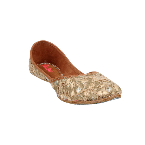 SUBTLE SPARKLE - OLIVE SILK WITH SPARKLING BLOOMS JUTTI