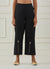 BLACK STRAIGHT PANTS WITH PITTAN LINE FLOWER