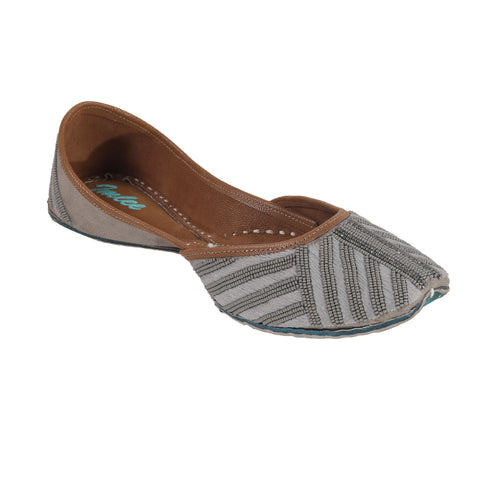casual silver jutti with handwoven embroidery