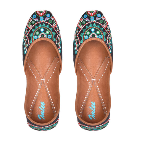 embroidered multicolored mojari for women