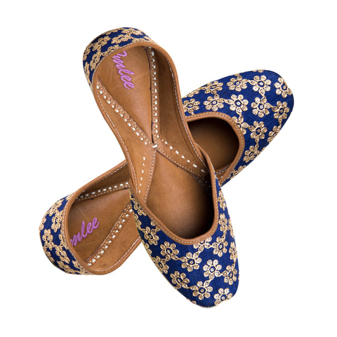 royal blue jutti with gold work for women 