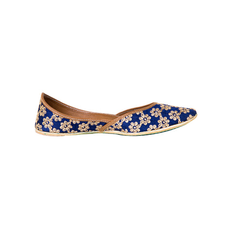 royal blue jutti with gold work for women 