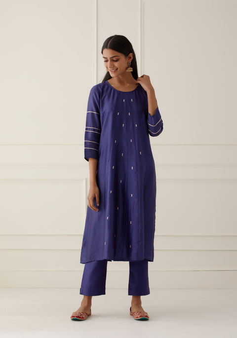 NAVY BLUE  KALI KURTA WITH DUPATTA- SET OF 3