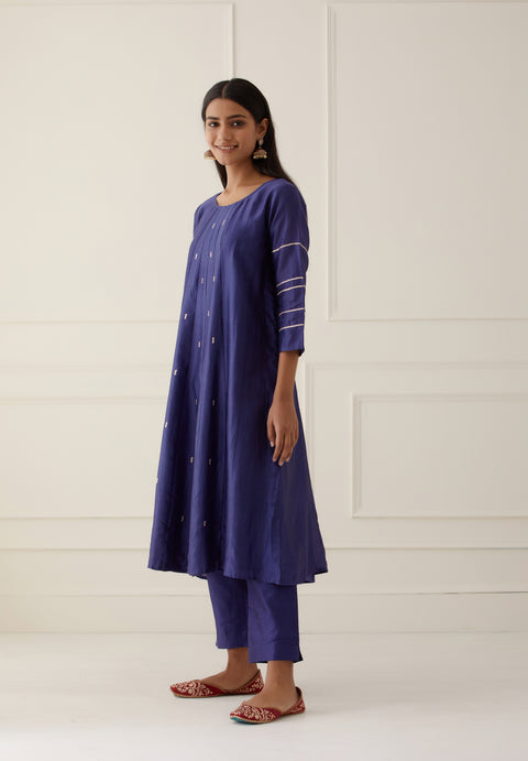 NAVY BLUE  KALI KURTA WITH DUPATTA- SET OF 3