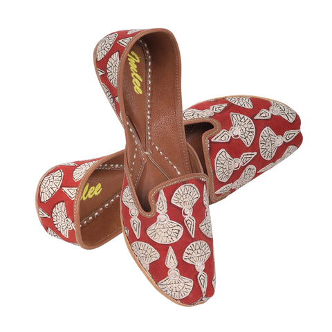 ZAFRANI BOOTA - RUST MOCCASIN WITH PITTAN WORK JUTTI