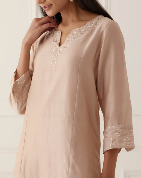 FAWN CHANDERI KURTA