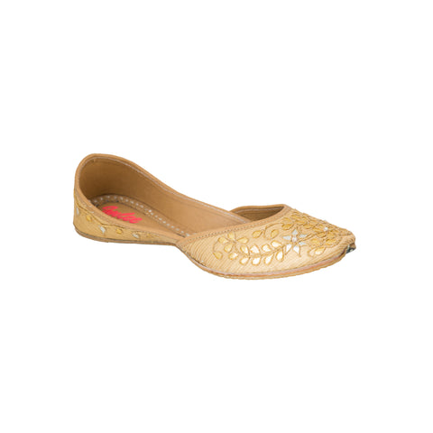 Gold Brocade leather mojari