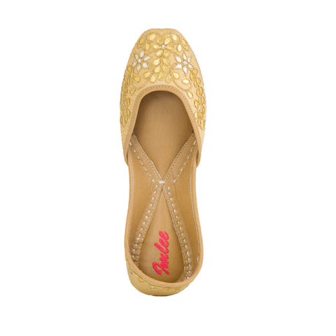 Gold Brocade leather mojari