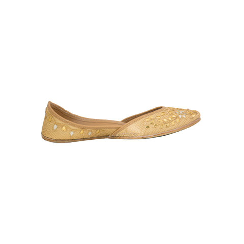 Gold Brocade leather mojari