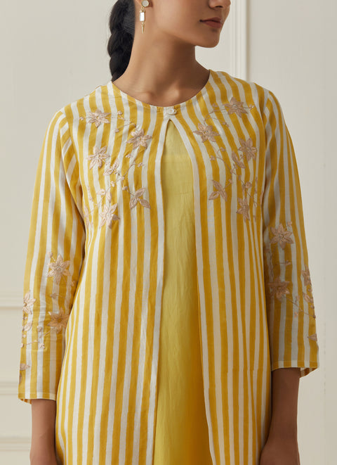 HALDI YELLOW STRIPE JACKET KURTA