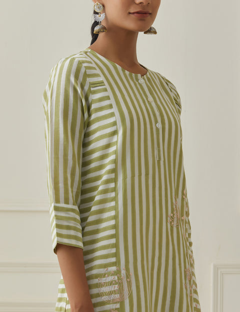 GREEN STRIPE  KURTA