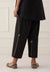 BLACK STRAIGHT PANTS WITH PITTAN LINE FLOWER