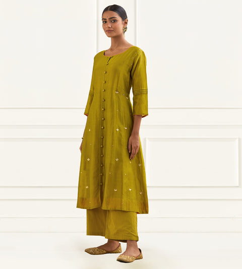 MEHANDI GREEN SIDE KALI KURTA SET OF 2