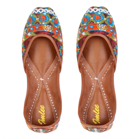 Floral with mirror work casual jutti for women