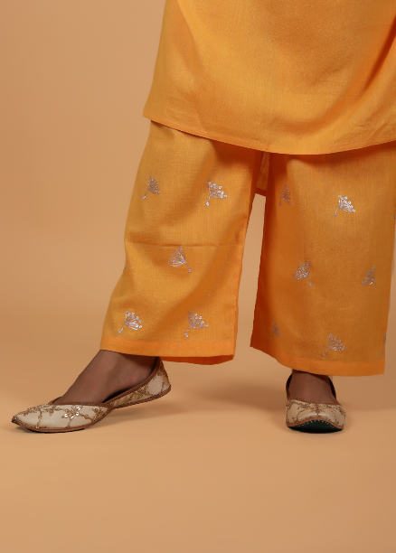 Mango colour chanderi suit set