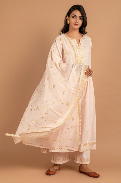 Powder Pink Full Jaal Duppatta