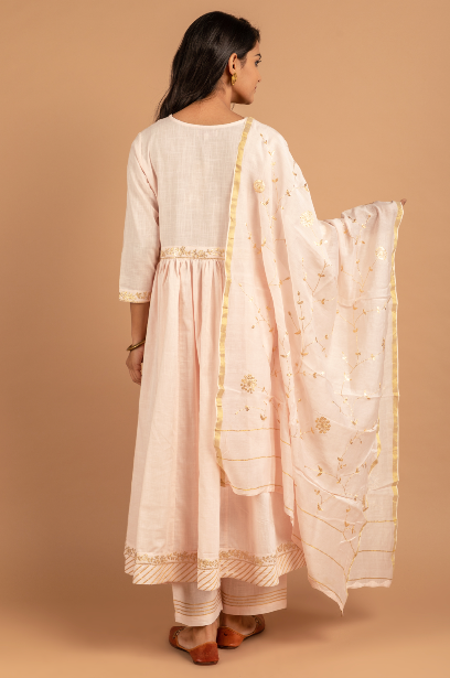 Powder Pink Full Jaal Duppatta