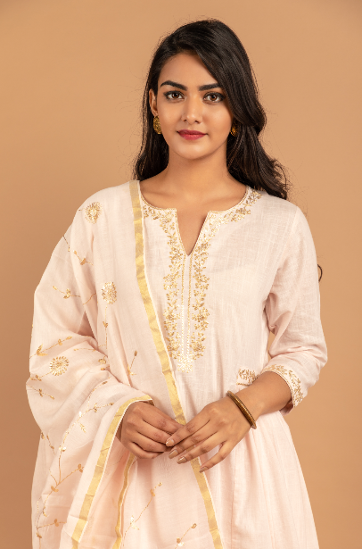 Powder Pink Full Jaal Duppatta