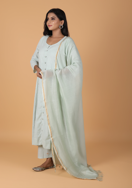 Sea Green Plain Chanderi Dupatta