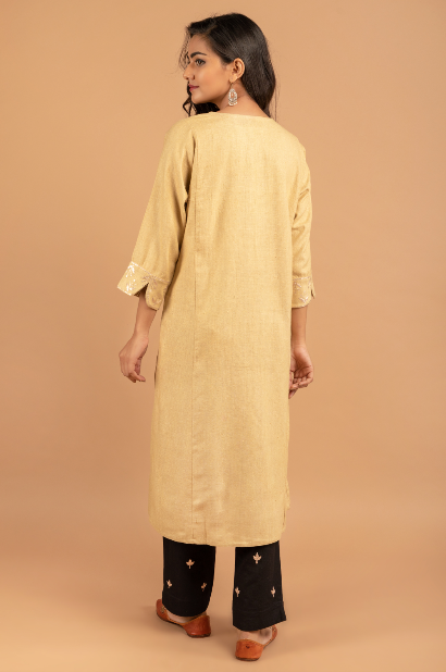 Beige Matka Silk kurta