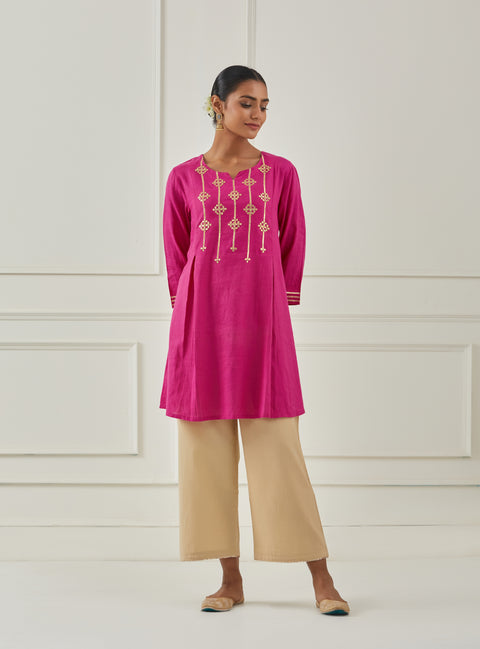 RANI PINK GOTA YOKE  KURTA