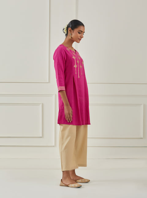 RANI PINK GOTA YOKE  KURTA